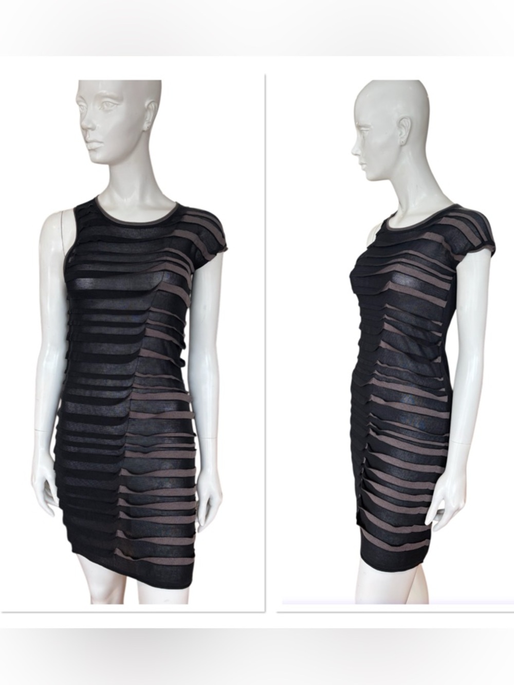 Whimsigoth Penny Black Sheer Knit Avante Garde Dress